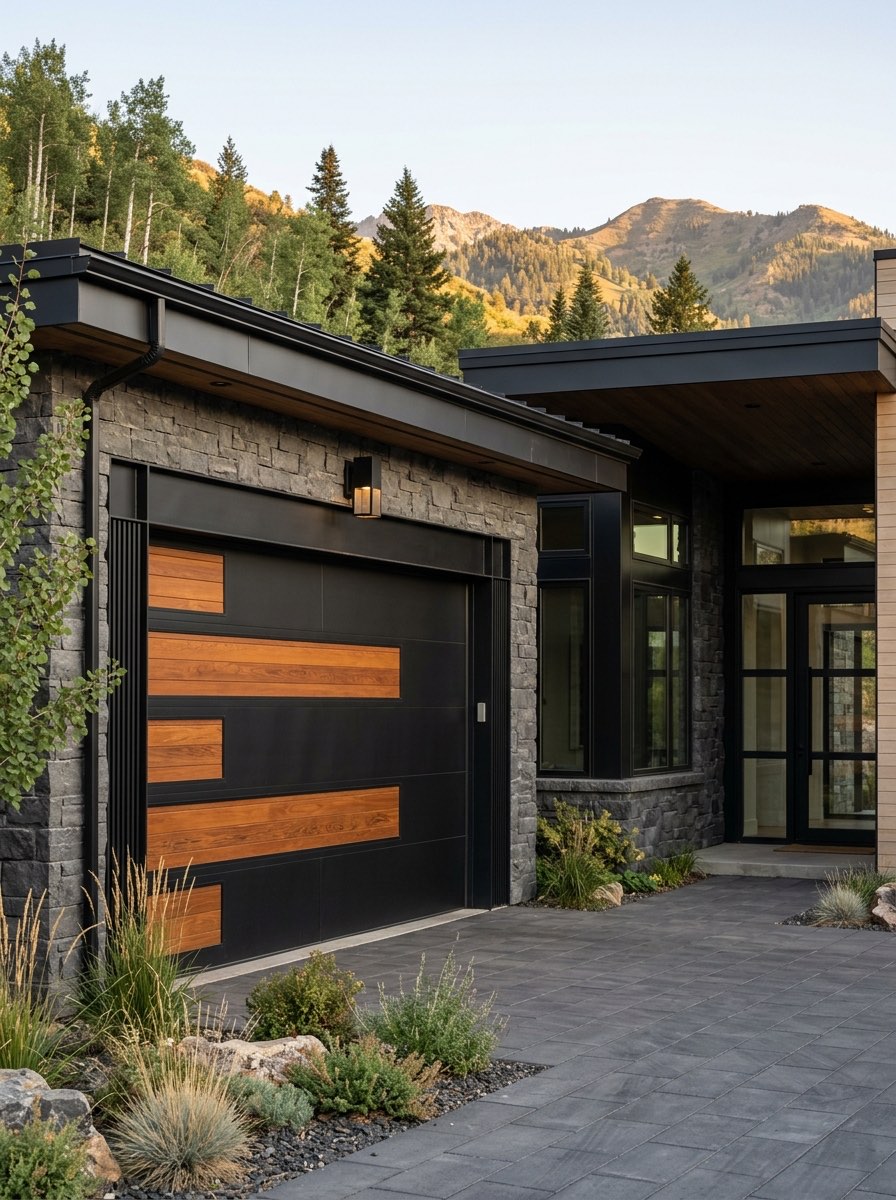 Newly installed insulated steel garage door on a Tooele home